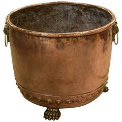 Antique Large Copper Cauldron or Log Bin