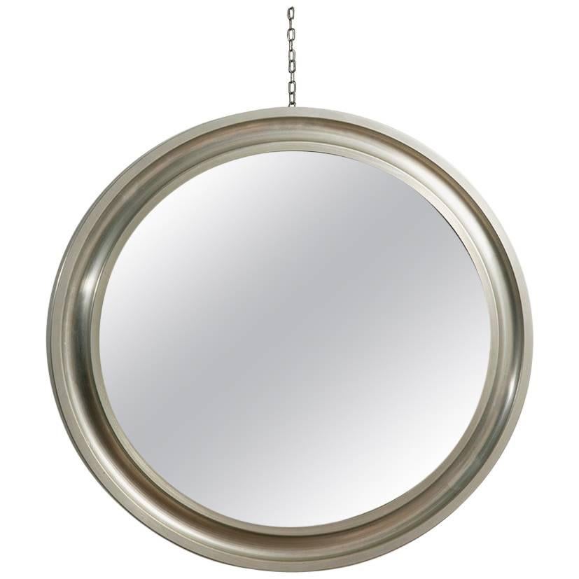 Sergio Mazza Narciso Nickel Plated and Satinized Wall Mirror for Artemide, 1960s For Sale