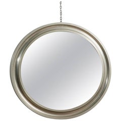 Vintage Sergio Mazza Narciso Nickel Plated and Satinized Wall Mirror for Artemide, 1960s