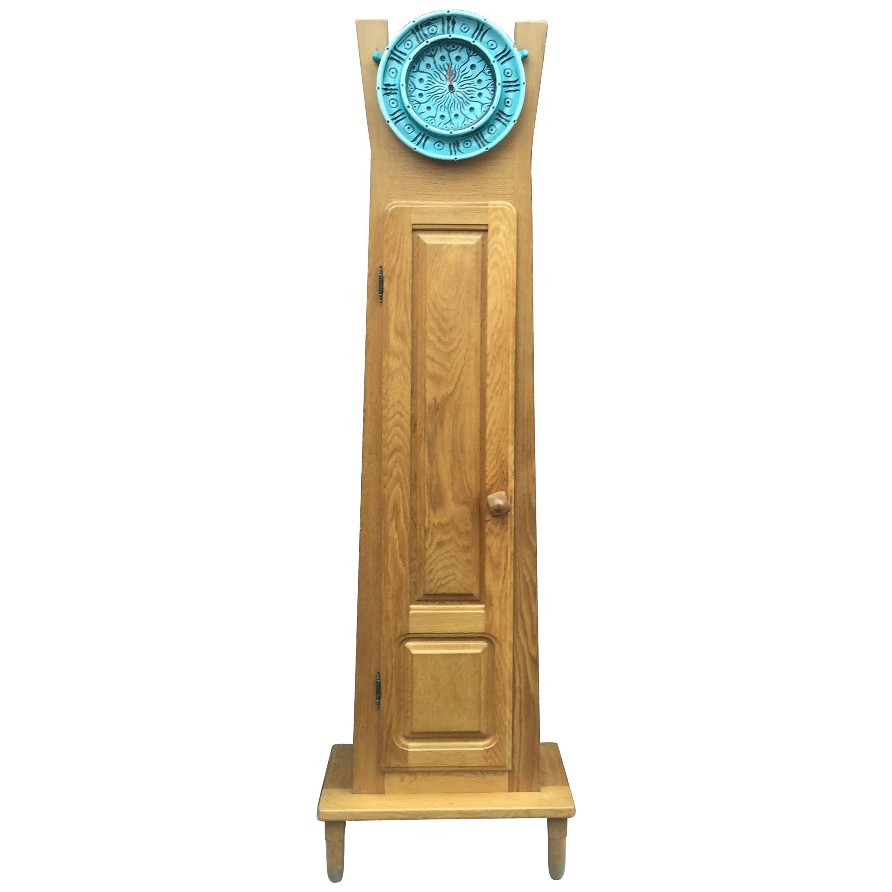 Guillerme et Chambron, Rare Oak Longcase Clock, Edition Votre Maison, circa 1970 For Sale