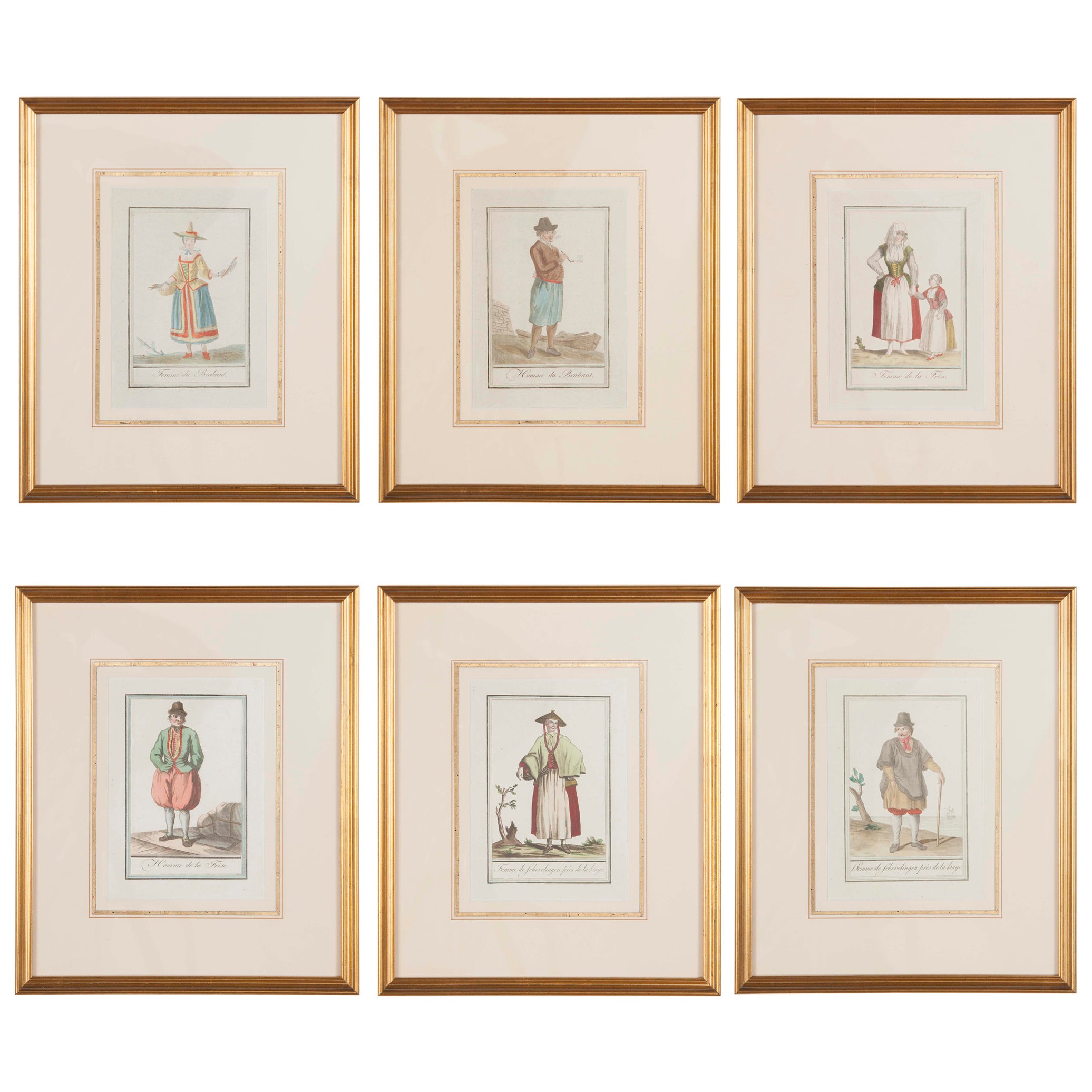 Set of Six Colored Engravings 'Costumes of Various Countries', 18th Century  at 1stDibs