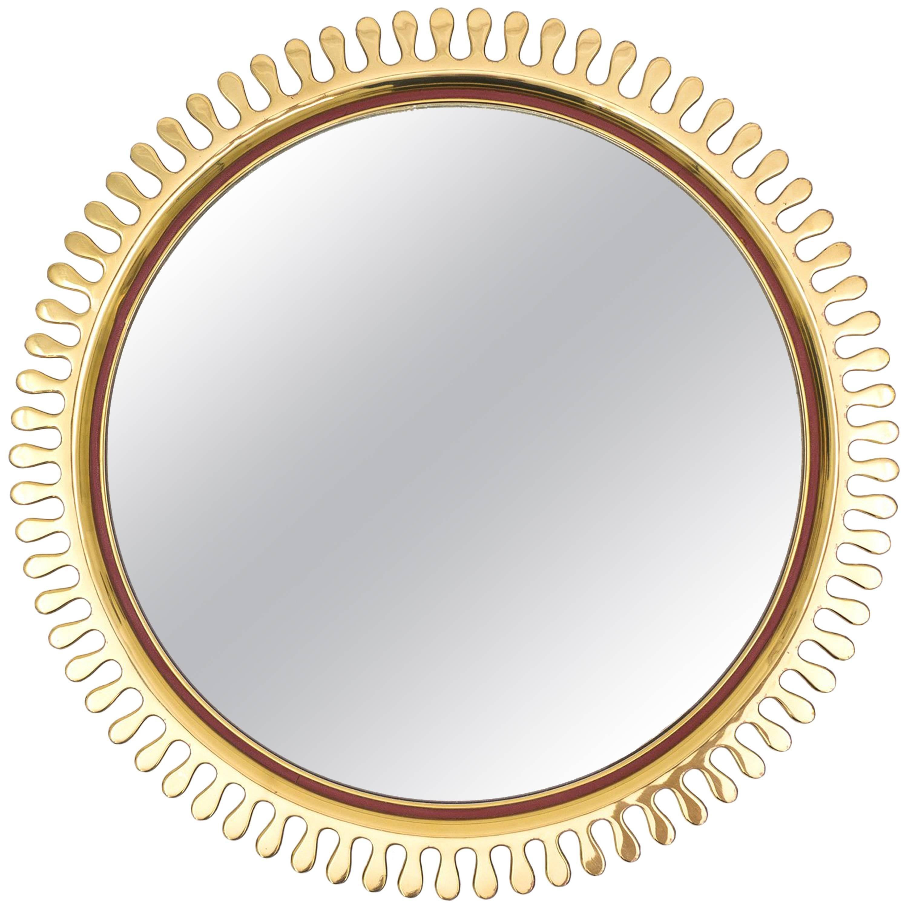 Brass Sunburst Mirror, 1950s