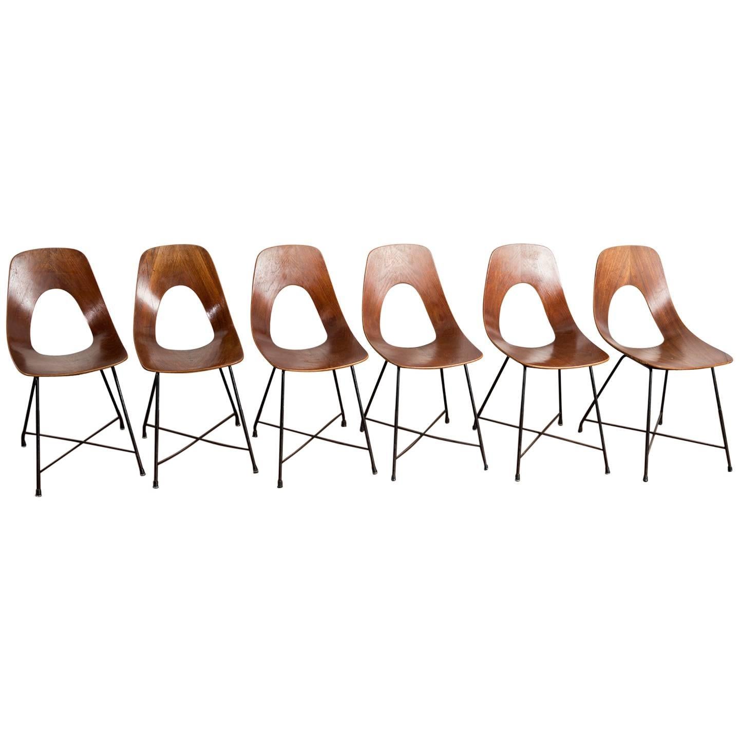 Augusto Bozzi Set of Six Ariston Chairs for Saporiti