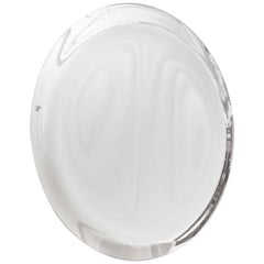 Contemporary Italian Minimalist Curved Silver Glass Round Mirror 6
