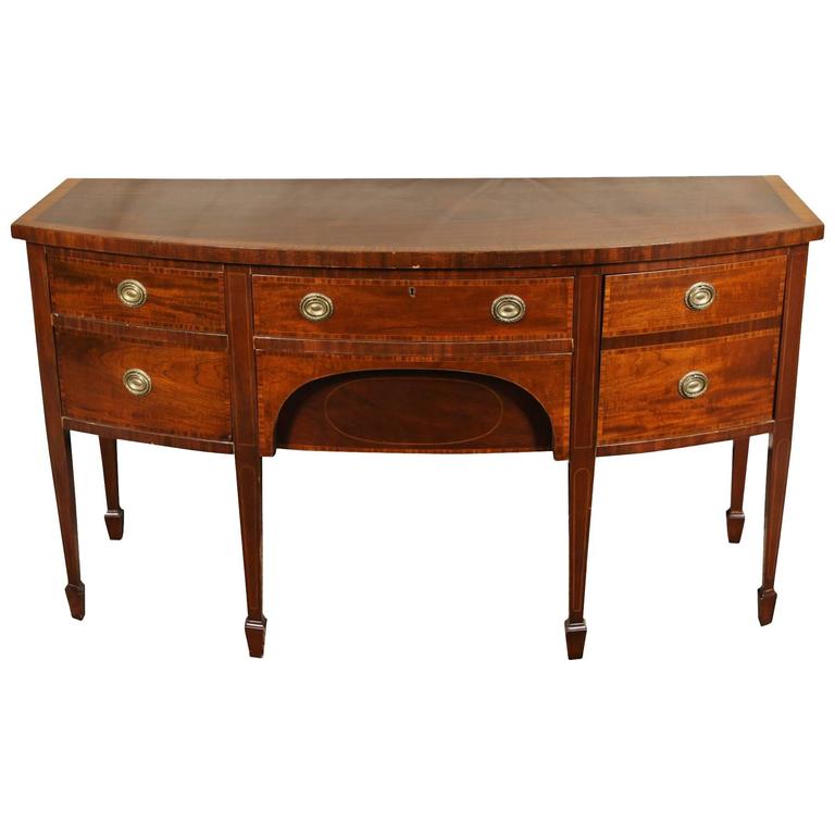 Landstrom Furniture Bow Front Banded Inlay Gany And Satinwood Landstrom Furniture Bow Front Banded Inlay Gany And Satinwood Console Table For