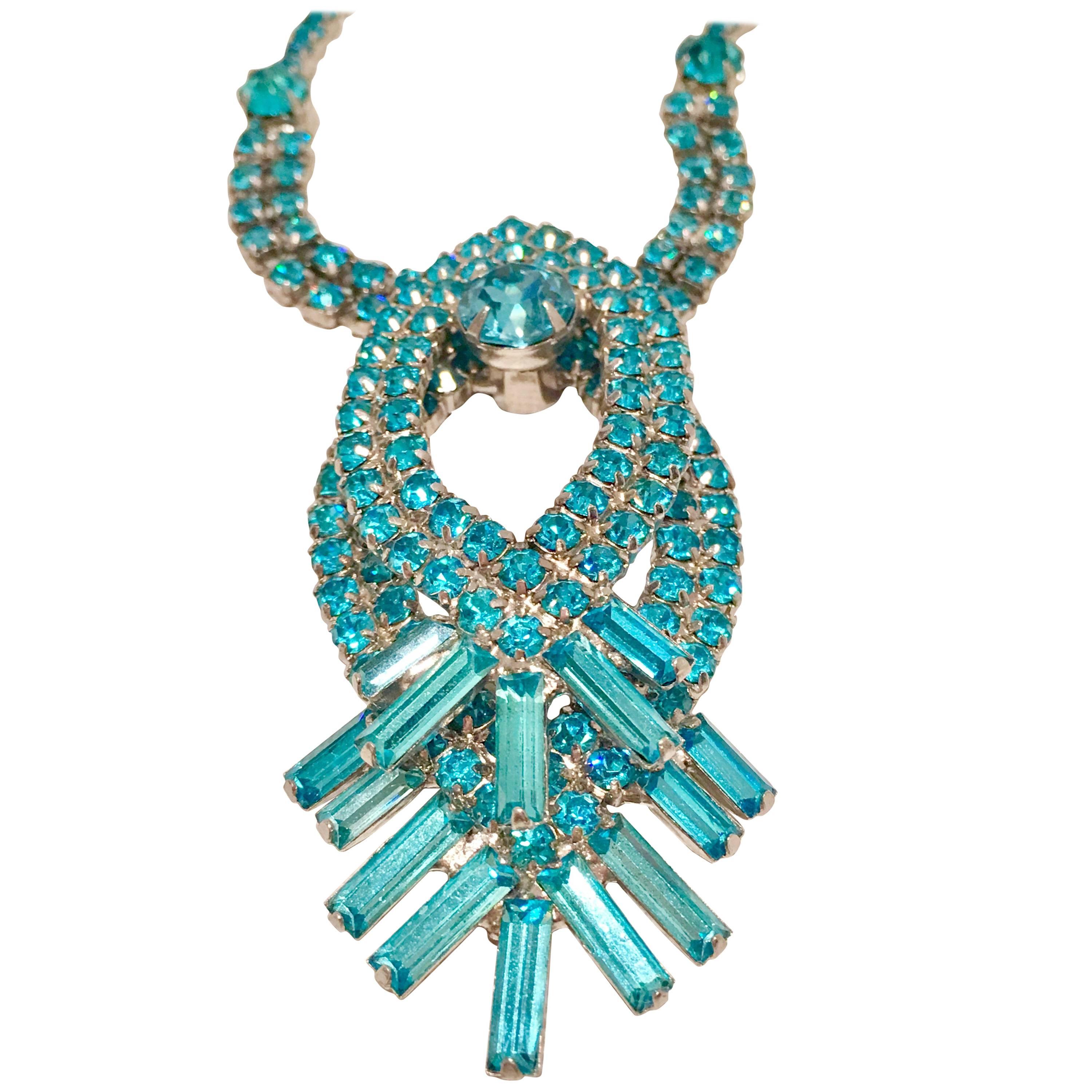1960s Blue Sapphire Austrian Crystal 3D Choker Necklace