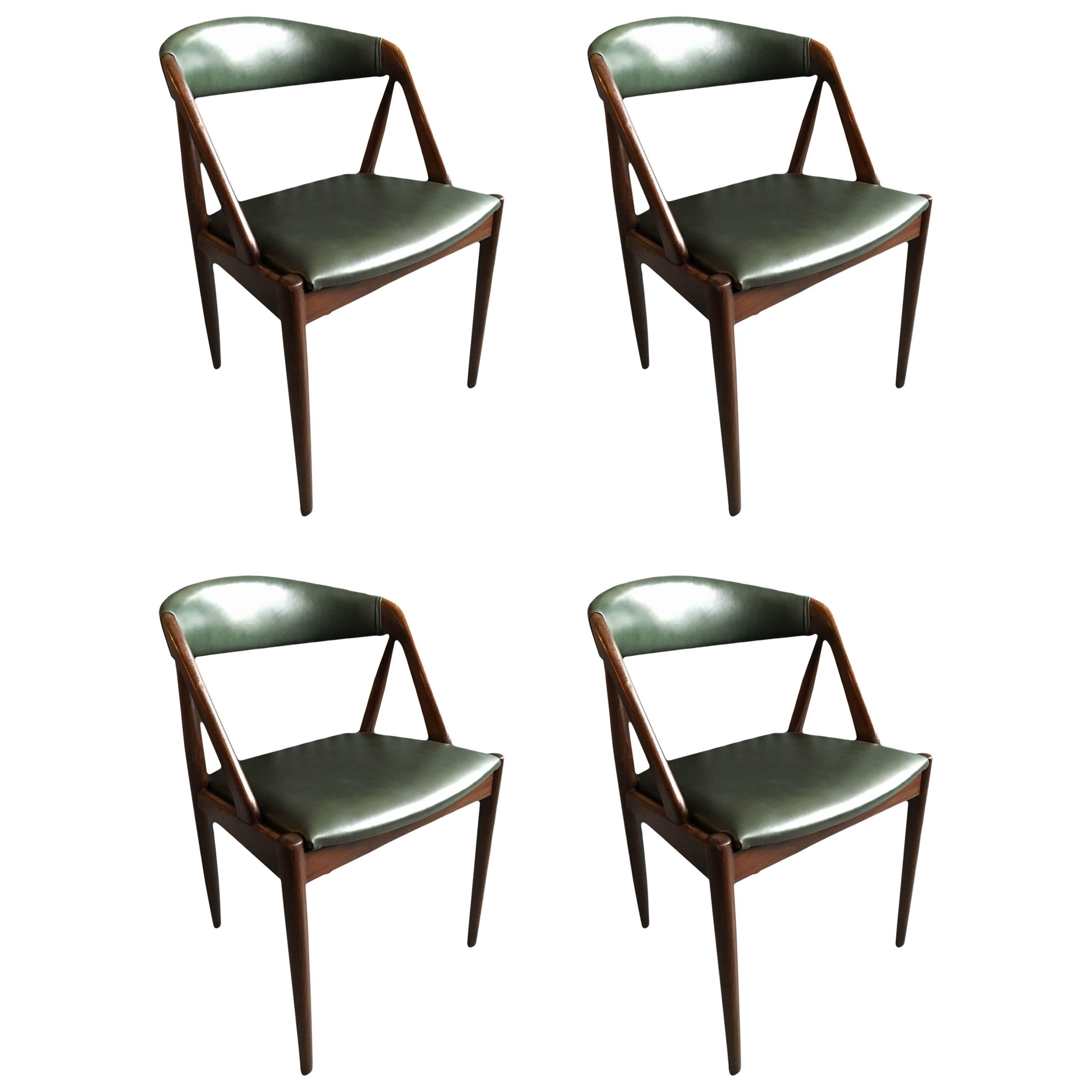 Kai Kristiansen Dining Chairs, model 31, restored set of 4.