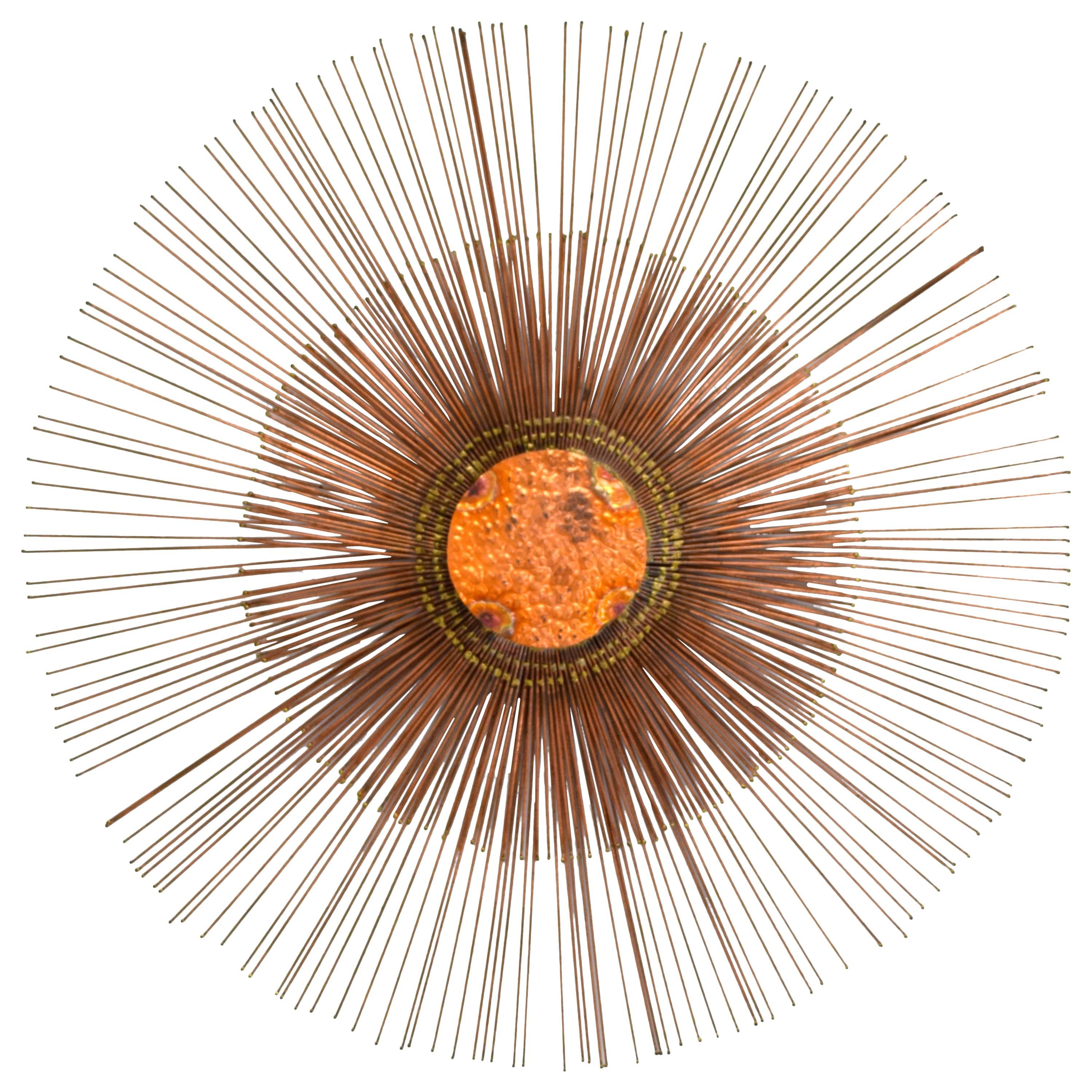 Curtis Jere Copper Rod Sunburst Wall Sculpture