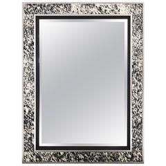 Beveled Mirror in Natural Speckled Cowhide and Silver Finish Frame 2