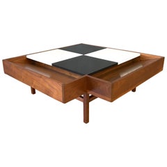 Vintage John Keal for Brown-Saltman Checkered Top Walnut Coffee Table