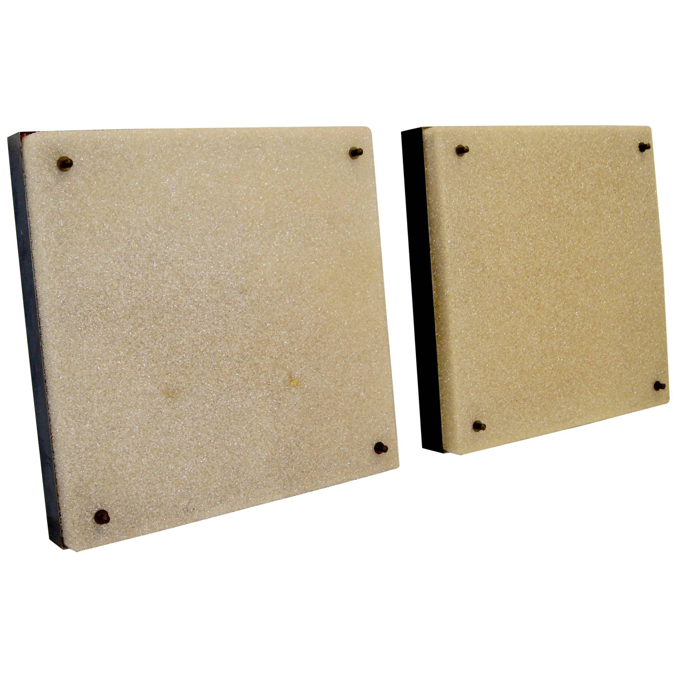  Pair of Large Square Mid-Century Flush Mounts or Wall Lights For Sale