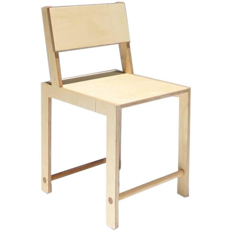 Waka Waka Contemporary Leaning Back Wood Dining Chair For Sale