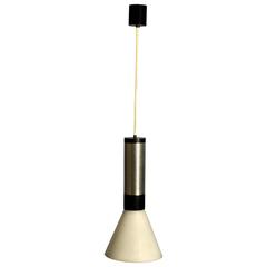Late 1950 Stilnovo Pendant in Black Metal, Aluminium and Opaline Glass 3