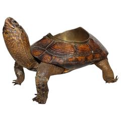 Small Antique Victorian Brass Lined Tortoise