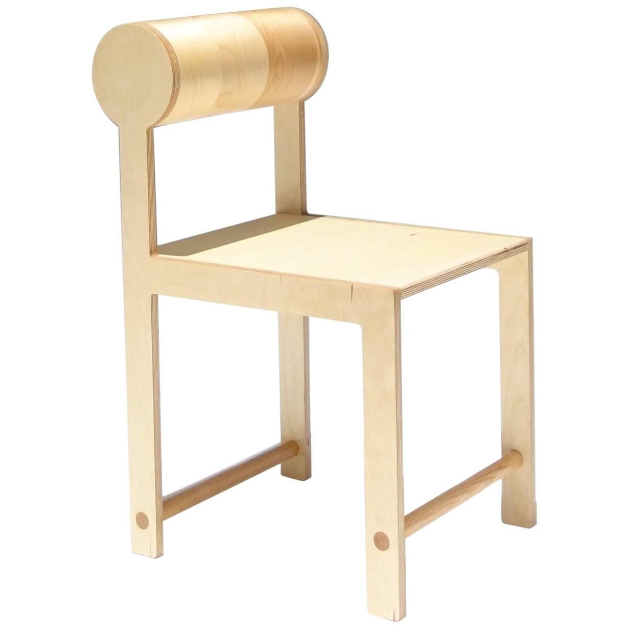 Waka Waka Contemporary Cylinder Back Wood Dining Chair For Sale