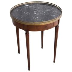 Antique Late 19th Century Walnut Table Bouillotte Side Table Marble Top Bronze Gallery