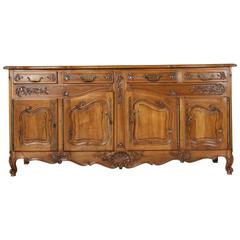 Mid-20th Century French Louis XV Style Carved Walnut Enfilade, Sideboard, Buffet