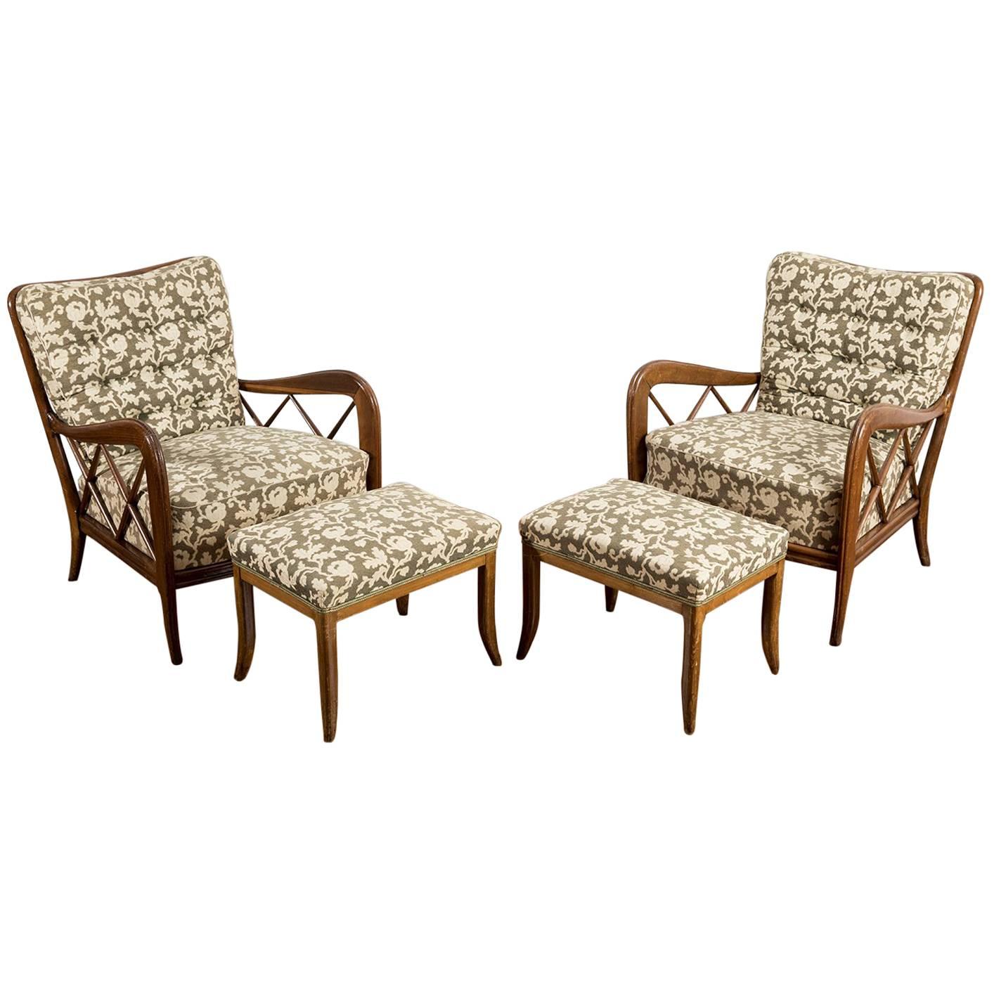 Paolo Buffa 1940s Set of Two Armchairs