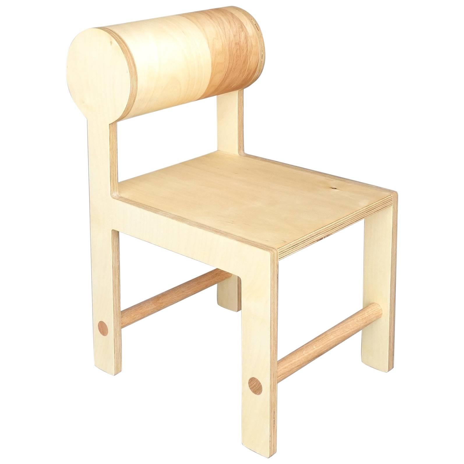 Waka Waka Contemporary Cylinder Back Wood Mini Accent Chair For Sale