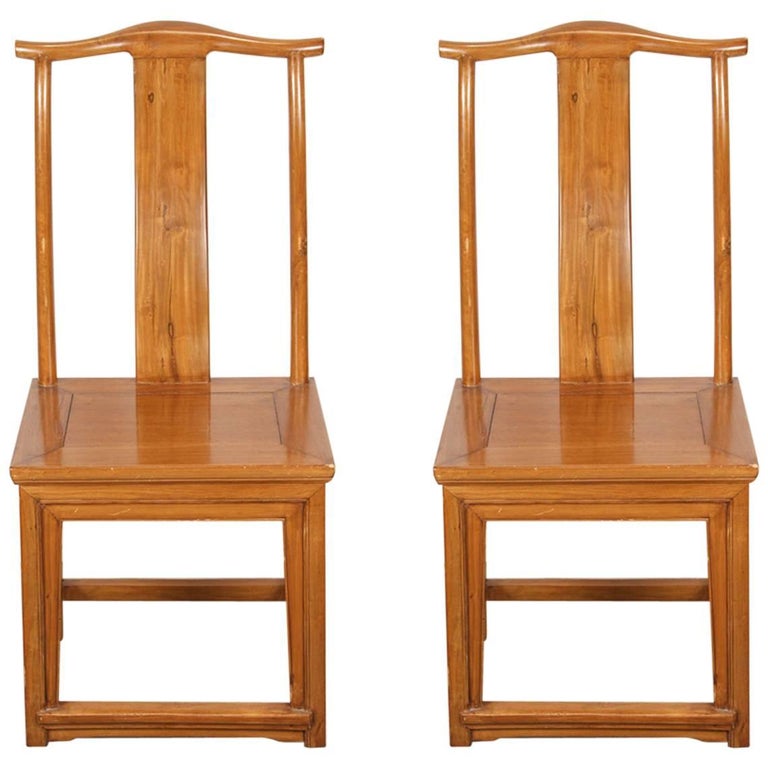 Pair of High Back Chinese Chairs Ming Style For Sale