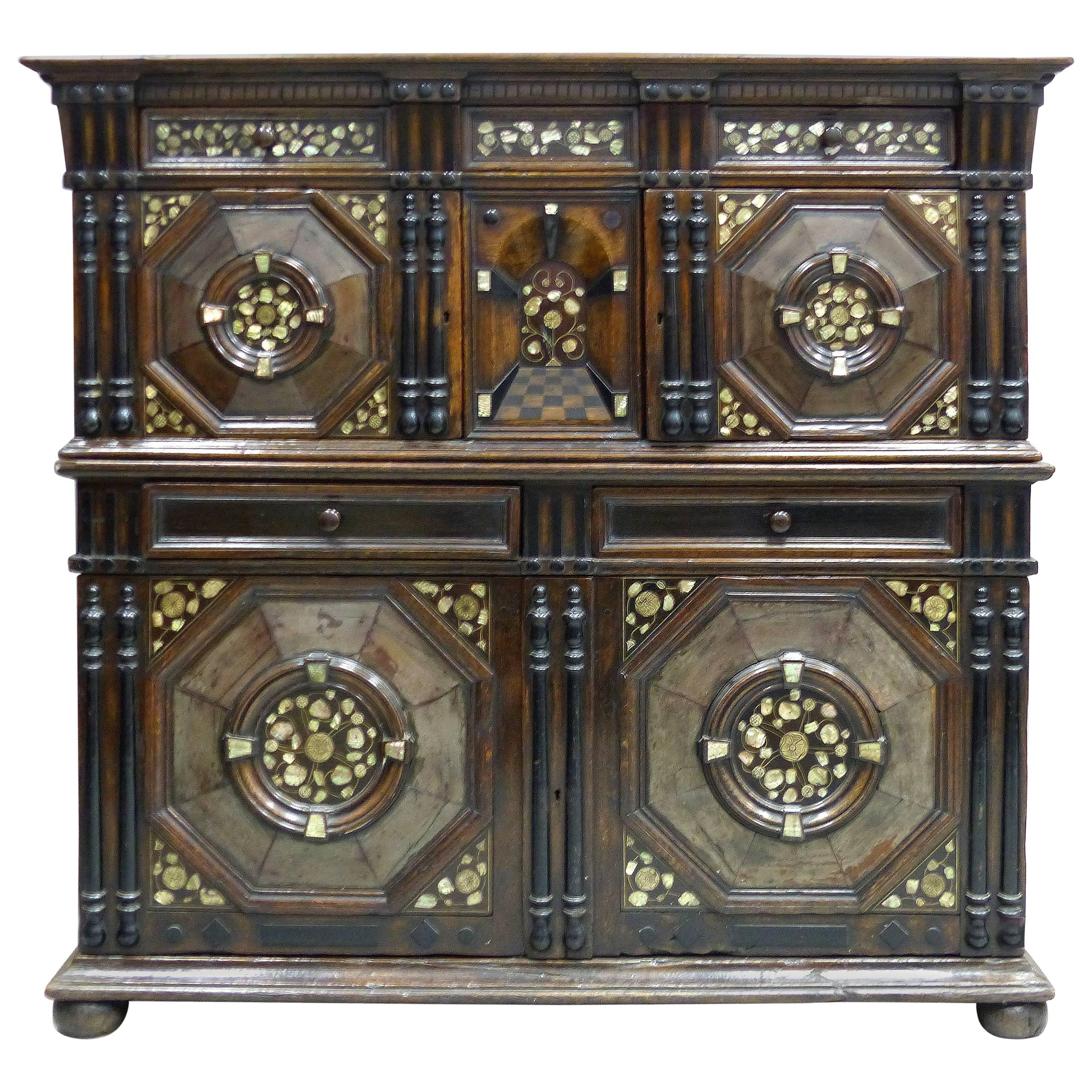 Restoration Charles II English Cabinet circa 1660-1685, Mother-of-Pearl Inlays