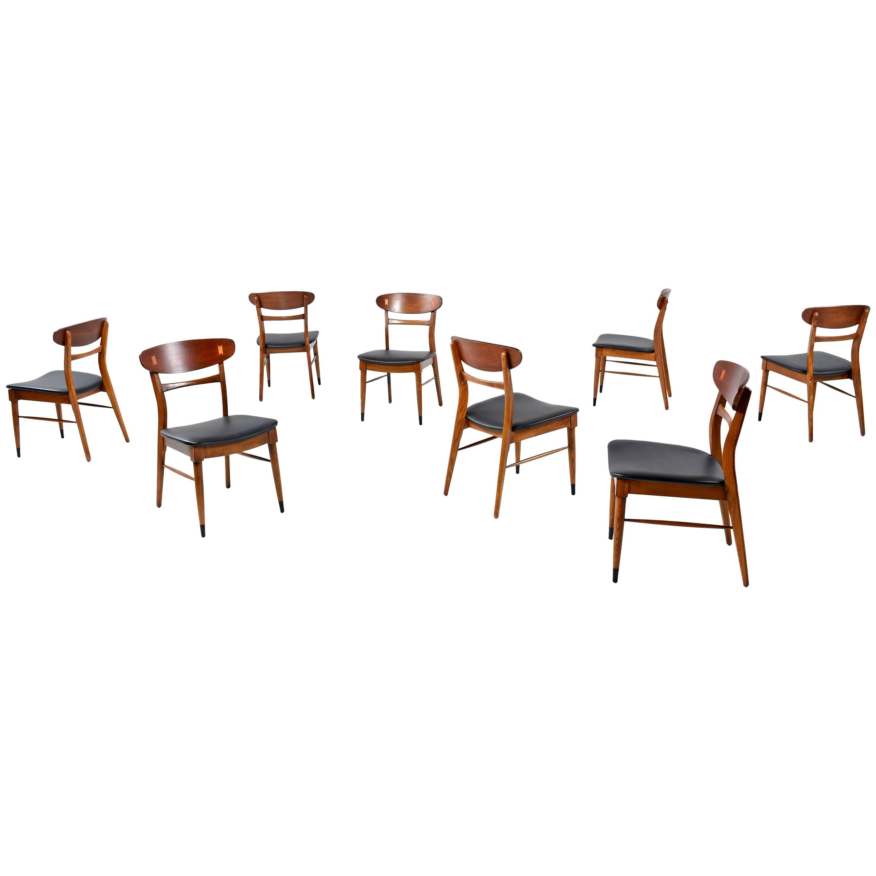 Set of 8 Lane Acclaim Curved Back Black Vinyl Dining Chairs
