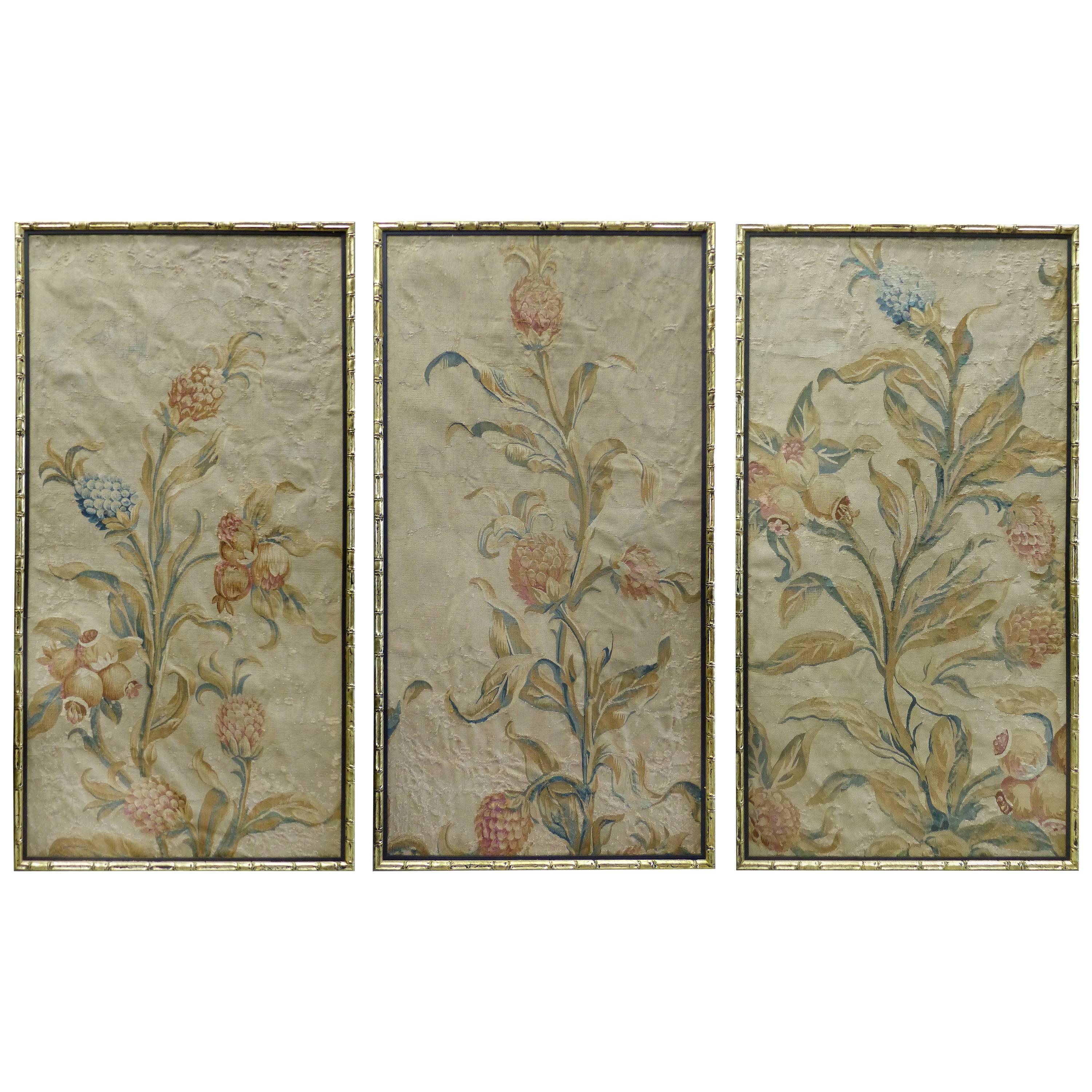 18th Century Floral Aubusson Panels, Set of Three