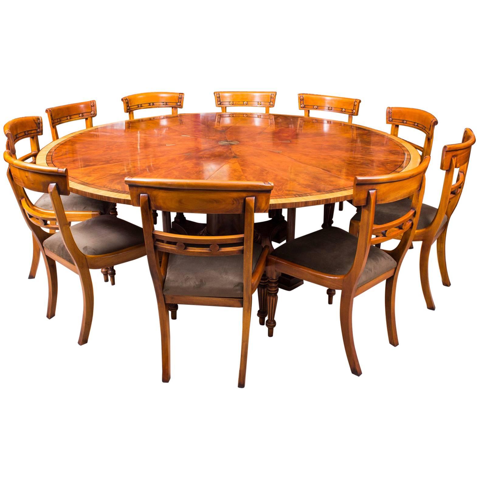 Theodore Alexander Flame Mahogany Jupe Dining Table and Ten Chairs