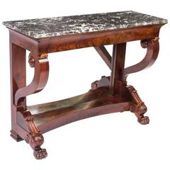 Antique French Charles X Console Table "Gris St Anne" Marble-Top, circa 1830