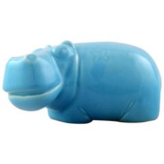 Rare Gustavsberg Hippo, Turquoise Glaze by Stig Lindberg