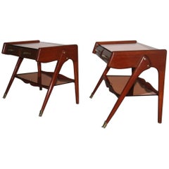 Italian Nightstands Geometric Design 1950 Elegant and Refined Shapes Cavatorta