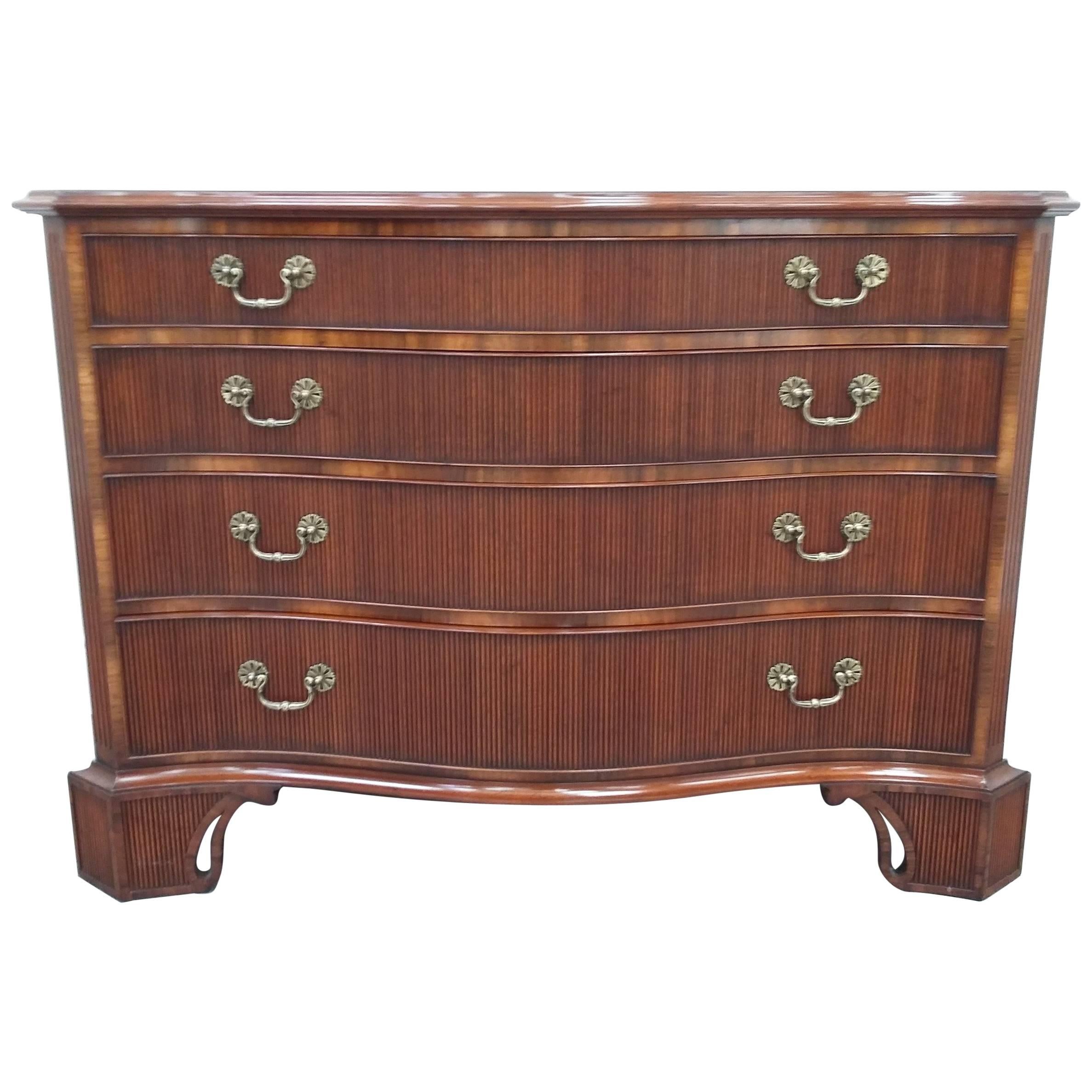 Arthur Brett Chippendale Style Mahogany Serpentine Chest of Drawers For Sale