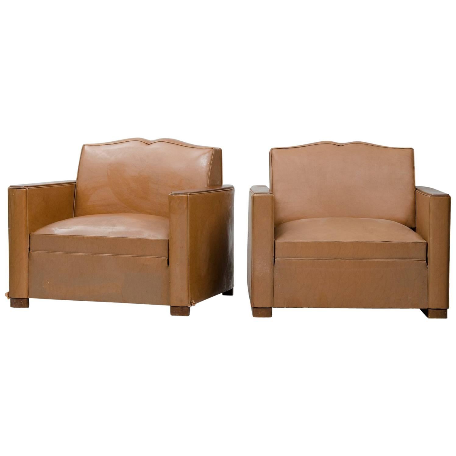 Art Deco Fauteuil Club, Pair For Sale