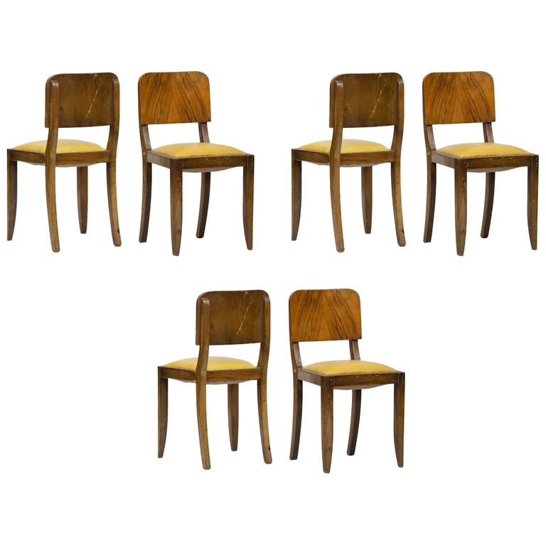 Art Deco Dining Chairs, Set of Six For Sale at 1stDibs