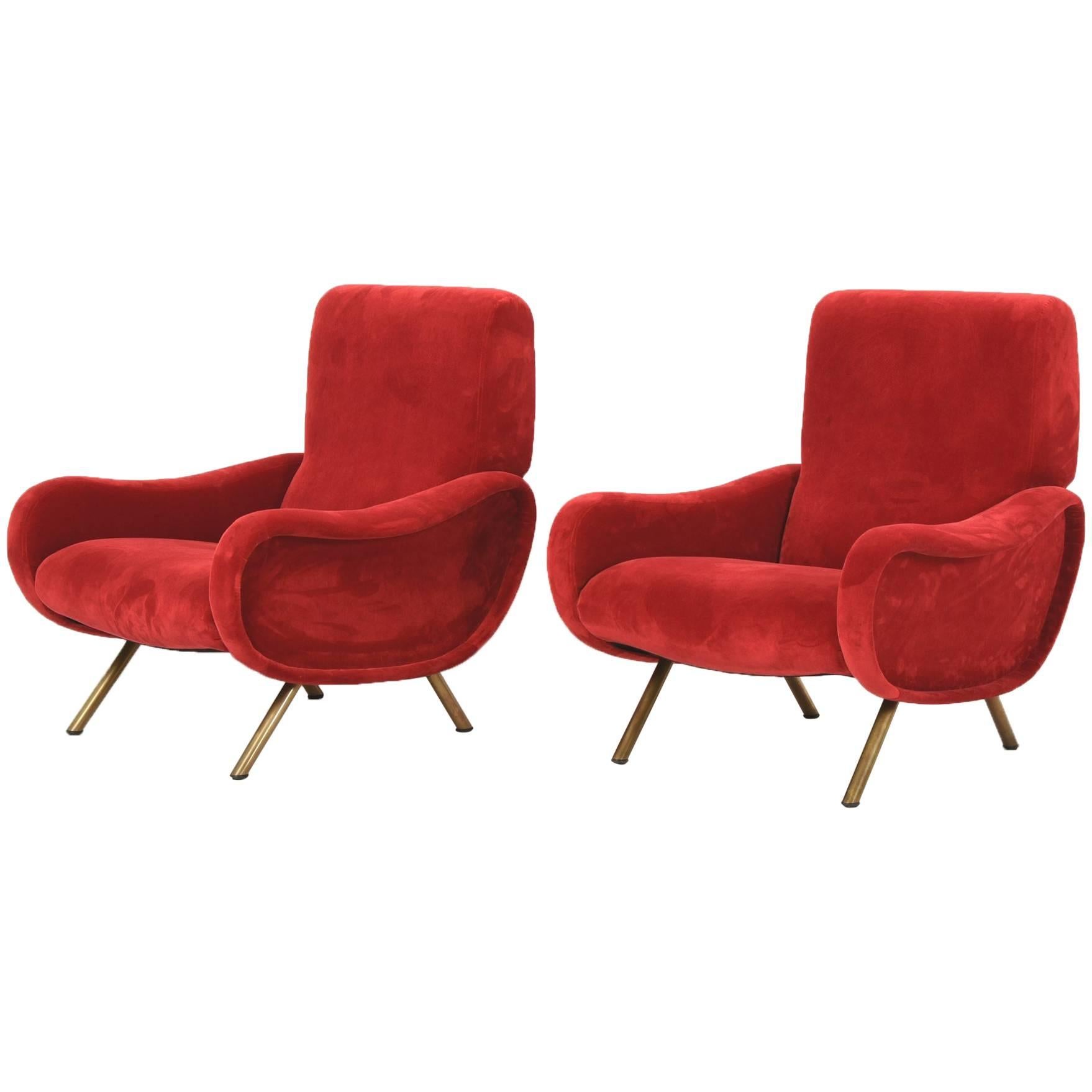 Pair of Easy Chairs Marco Zanuso 1951 for Arflex Model Lady For Sale