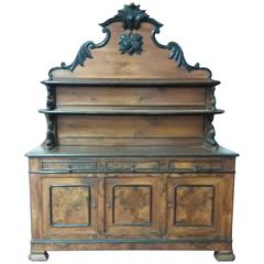 19th Century Louis Philippe Walnut Root Three Doors Credenza, 1850