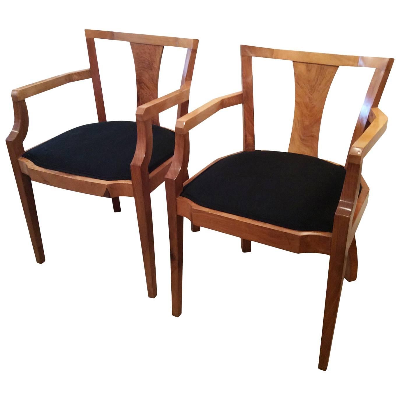 Art Deco Original Pair of Carver Armchairs