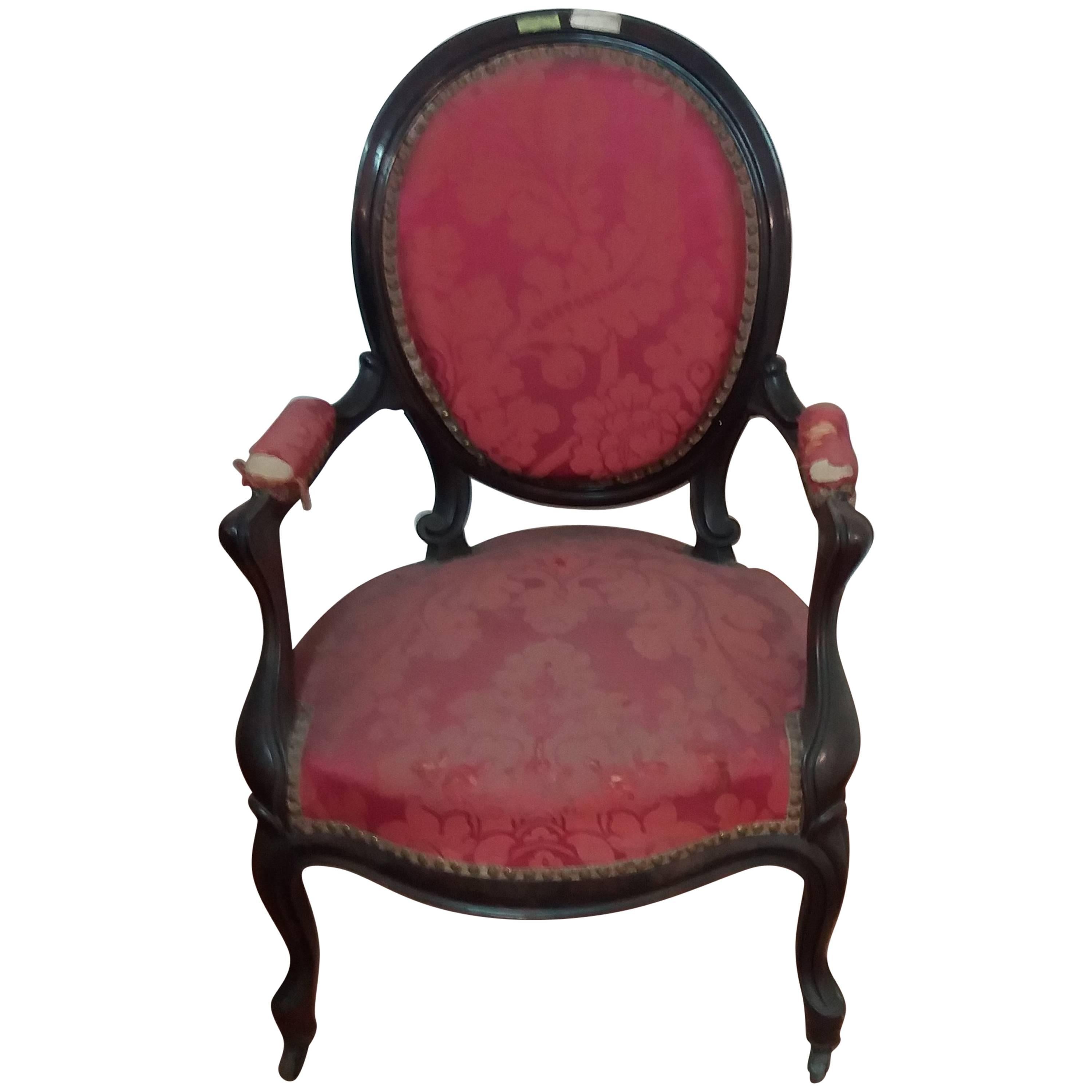 19th Century Louis Philippe Black Rosewood French Chairs and Sofa, 1950 For Sale