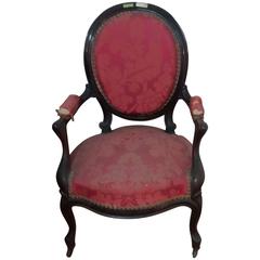 Antique 19th Century Louis Philippe Black Rosewood French Chairs and Sofa, 1950