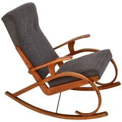 Antique  1930's Strong Modernist Design Czech Rocking Chair in Bentwood