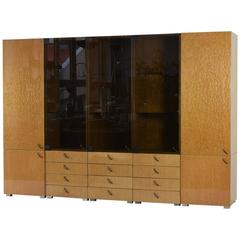 Superb Quality Cabinet System Bird's-Eye Maple Saporiti, Italy, 1975