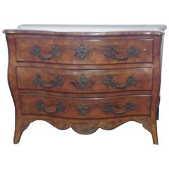 Louis XV Walnut Root French Chest of Drawers with Bronze Handles, 1723