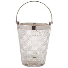 20th Century Vintage Silver and Cut-Glass Ice Bucket, 1956