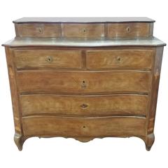 Late 18th Century Charles X Burr Walnut Wood French Chest of Drawers