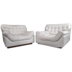 Pair Sculpted Modern Lounge Chairs