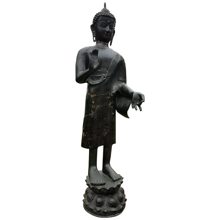 Bronze Buddha Statue Standing For Sale at 1stDibs