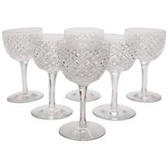 Set of Six 20th Century Edwardian English Cut Crystal Drinking Glasses