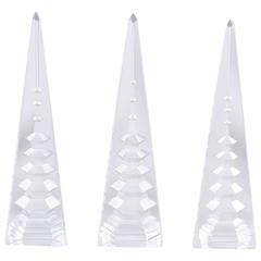 Set of Three Cut Crystal Obelisks with Inner Pagodas 2