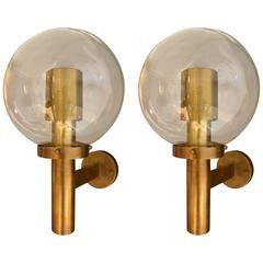 Pair of Brass and Glass Perforated Sconces by Hans-Agne Jakobsson for Markaryd