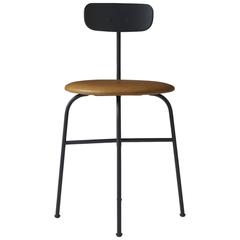 Dining Chair by Afteroom, Black Steel Frame with Cognac Leather Upholstery Seat